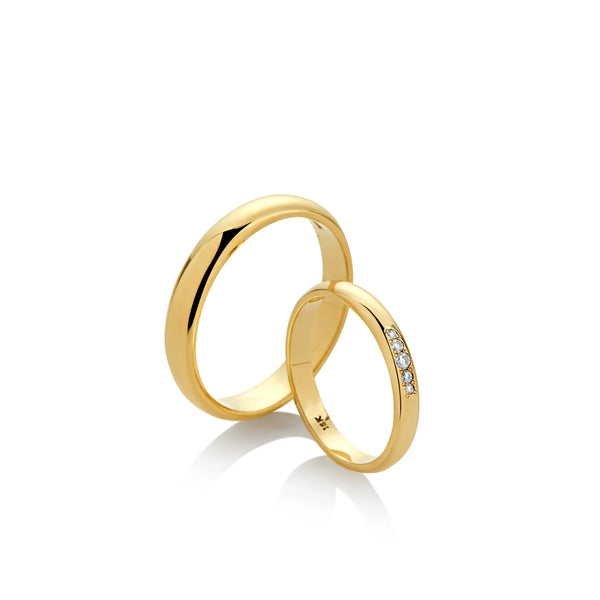 AROS DE MATRIMONIO ALMENDRADOS CON DIAMANTES EN ORO 18K