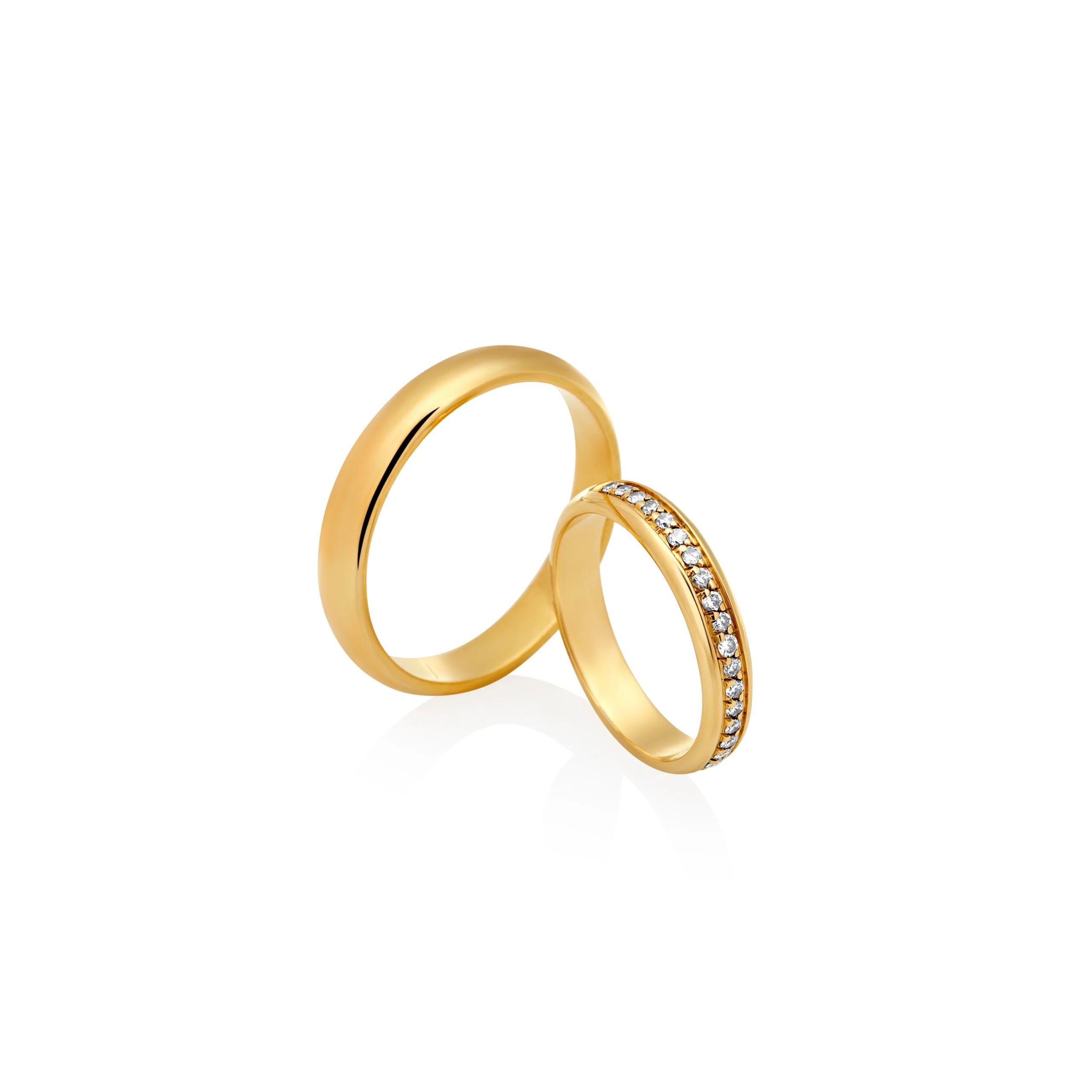 AROS DE MATRIMONIO ALMENDRADOS CON DIAMANTES 0.20CT EN ORO 18K - Gallery 1