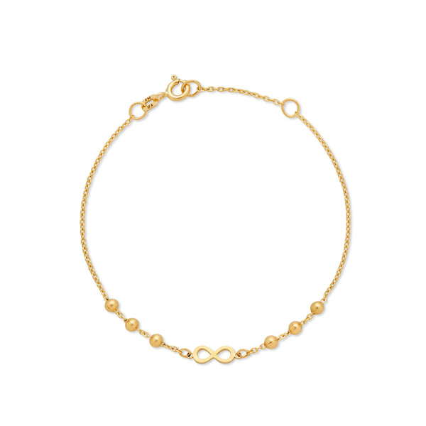 PULSERA BOLITAS CON INFINITO EN ORO 18K