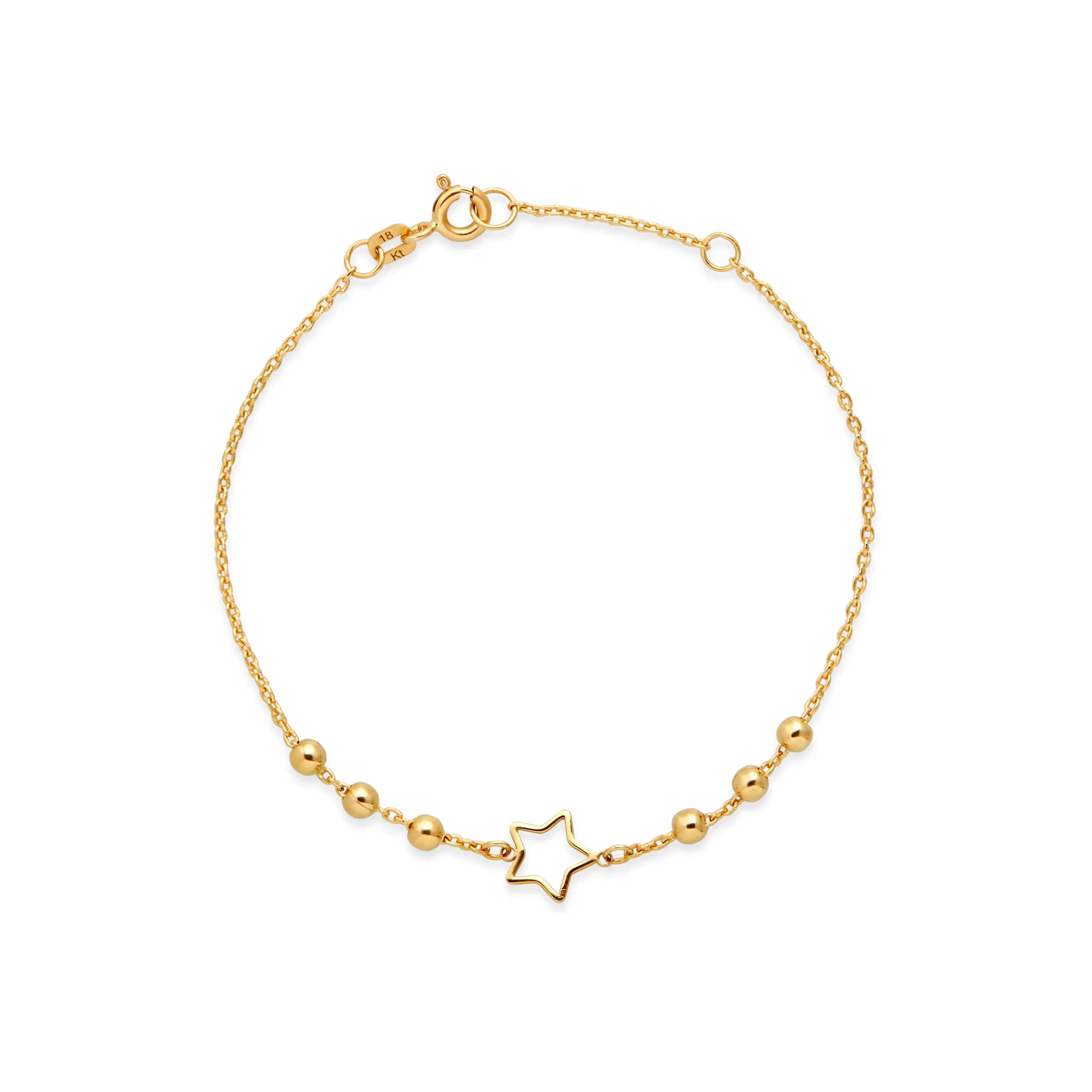 PULSERA BOLITAS CON ESTRELLA EN ORO 18K - Gallery 1