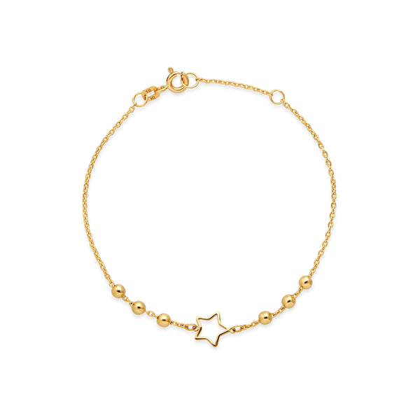 PULSERA BOLITAS CON ESTRELLA EN ORO 18K