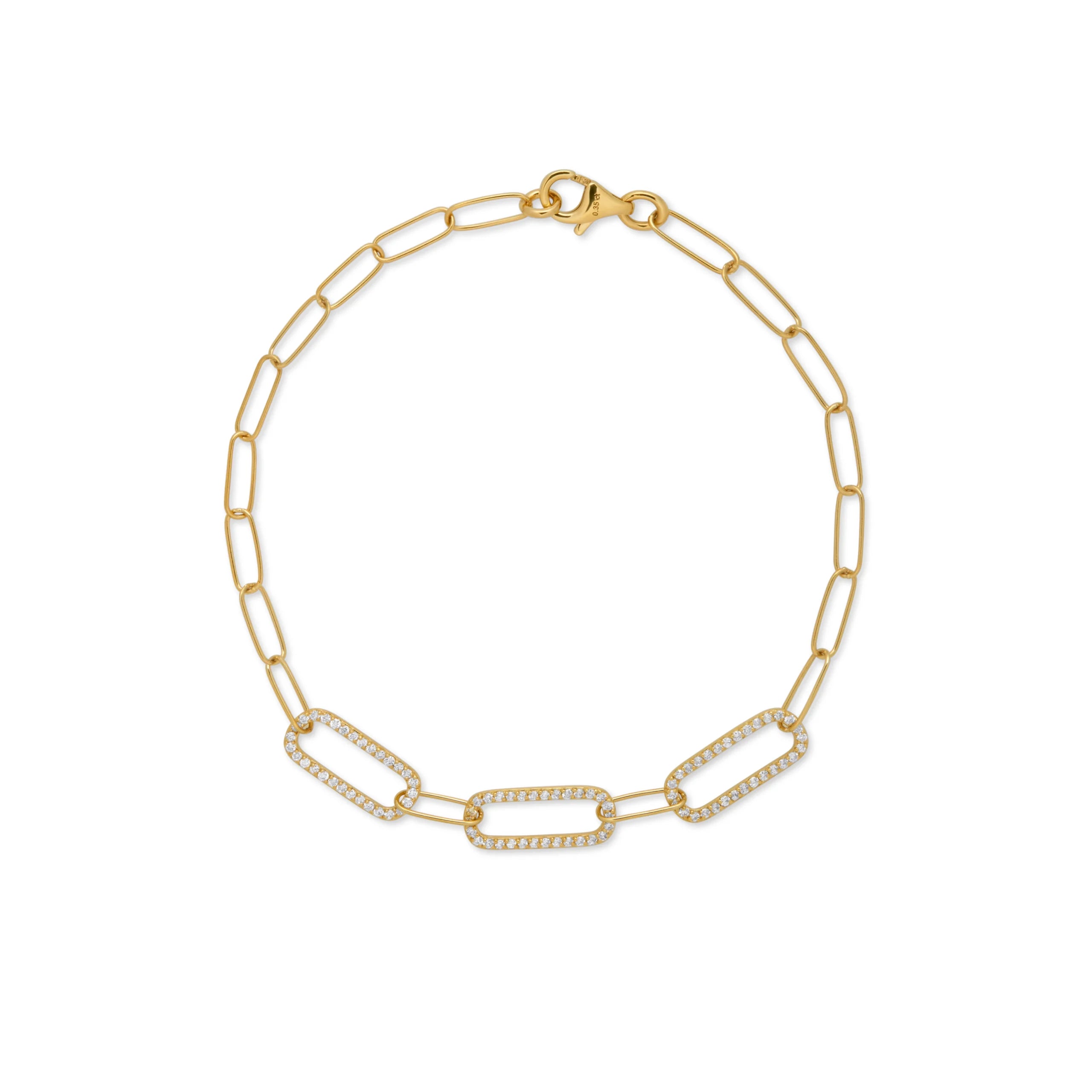PULSERA DIAMANTES CLIP TRIPLE EN ORO 18K - Gallery 1