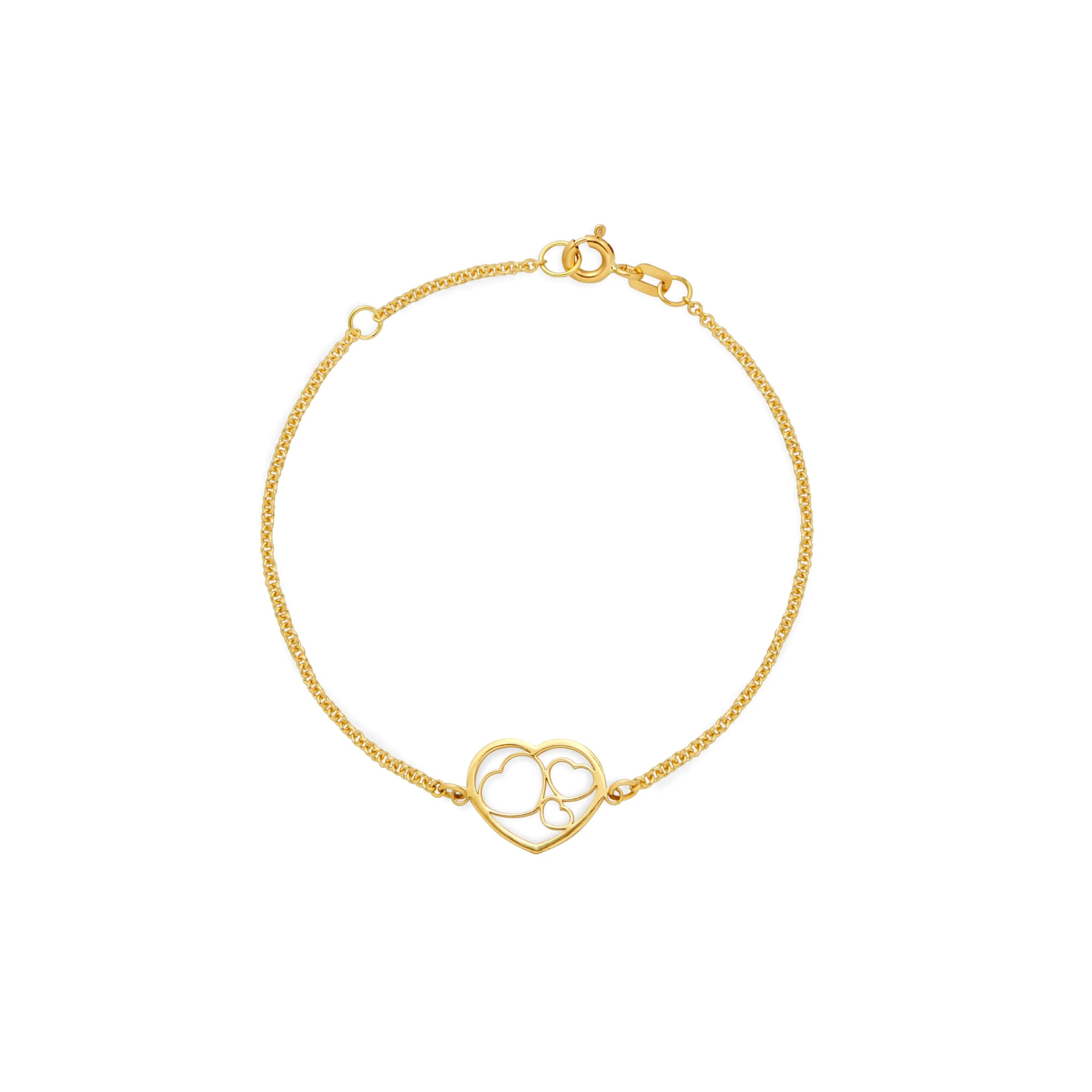 PULSERA CORAZONES CALADOS EN ORO 18K - Gallery 1
