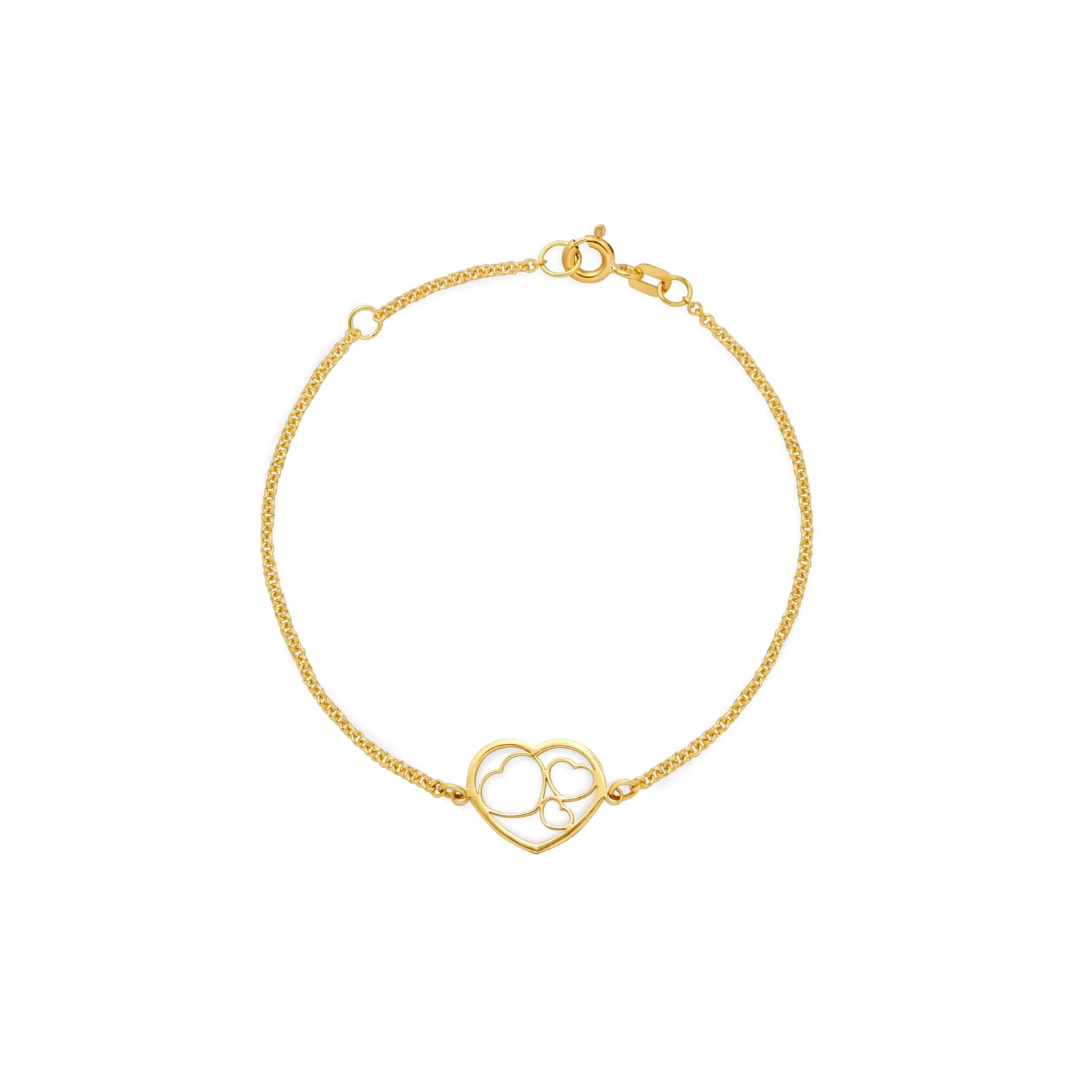 PULSERA CORAZONES CALADOS EN ORO 18K - Image 1