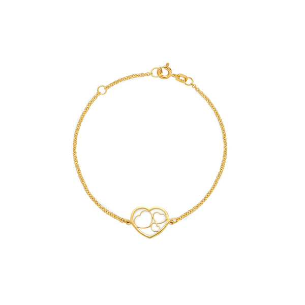 PULSERA CORAZONES CALADOS EN ORO 18K