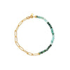 PULSERA PIEDRAS ESMERALDAS Y ESLABONES CLIP EN ORO 18K