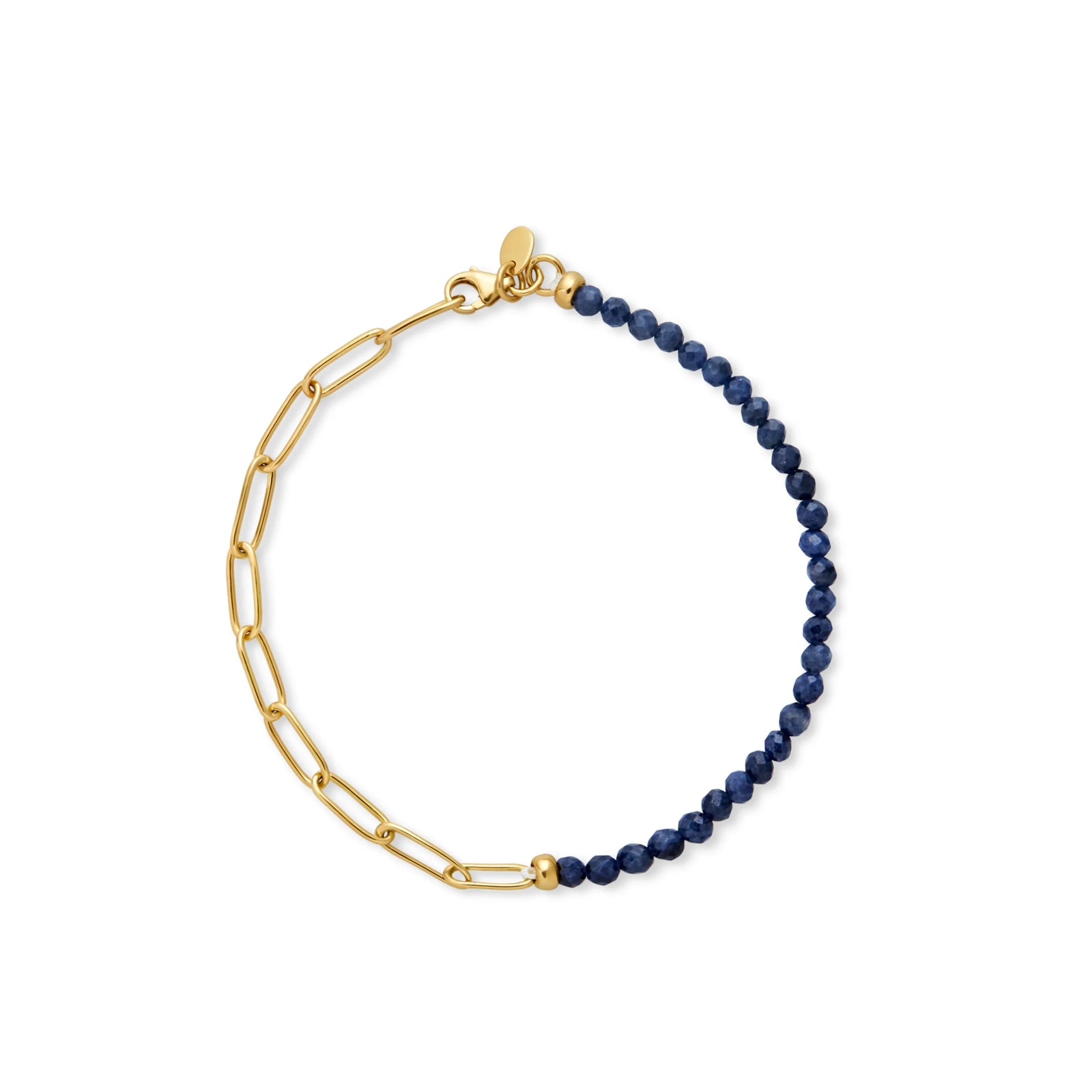 PULSERA PIEDRAS ZAFIROS Y ESLABONES CLIP EN ORO 18K - Image 1