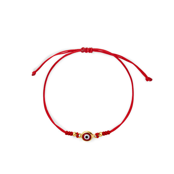 PULSERA HILO OJO TURCO ROJO EN ORO 18K