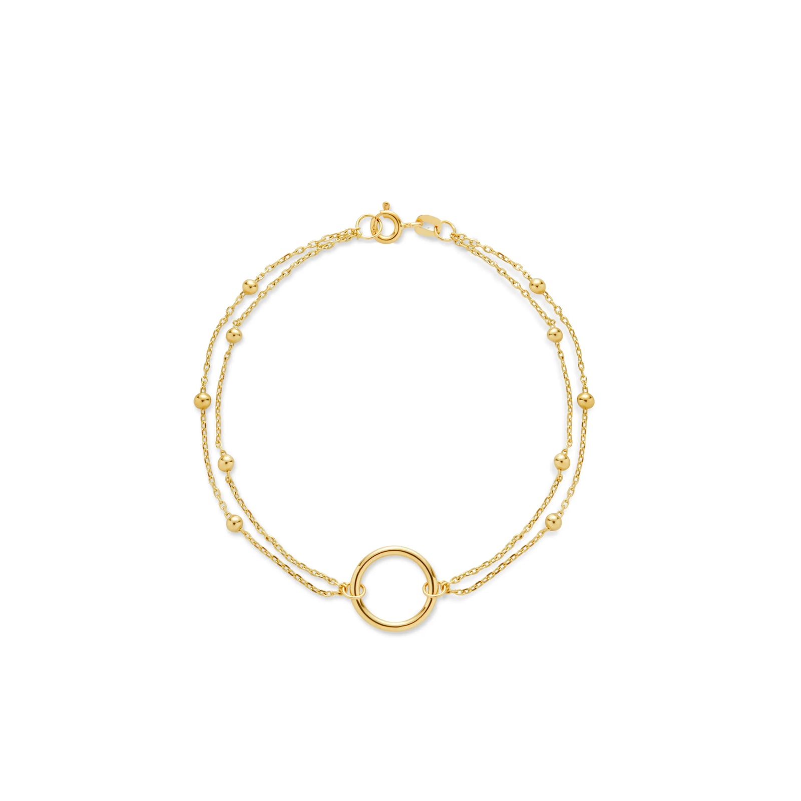 PULSERA KARMA CON DOBLE CADENA EN ORO 18K - Image 1