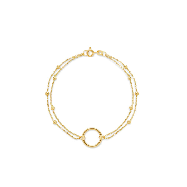 PULSERA KARMA CON DOBLE CADENA EN ORO 18K