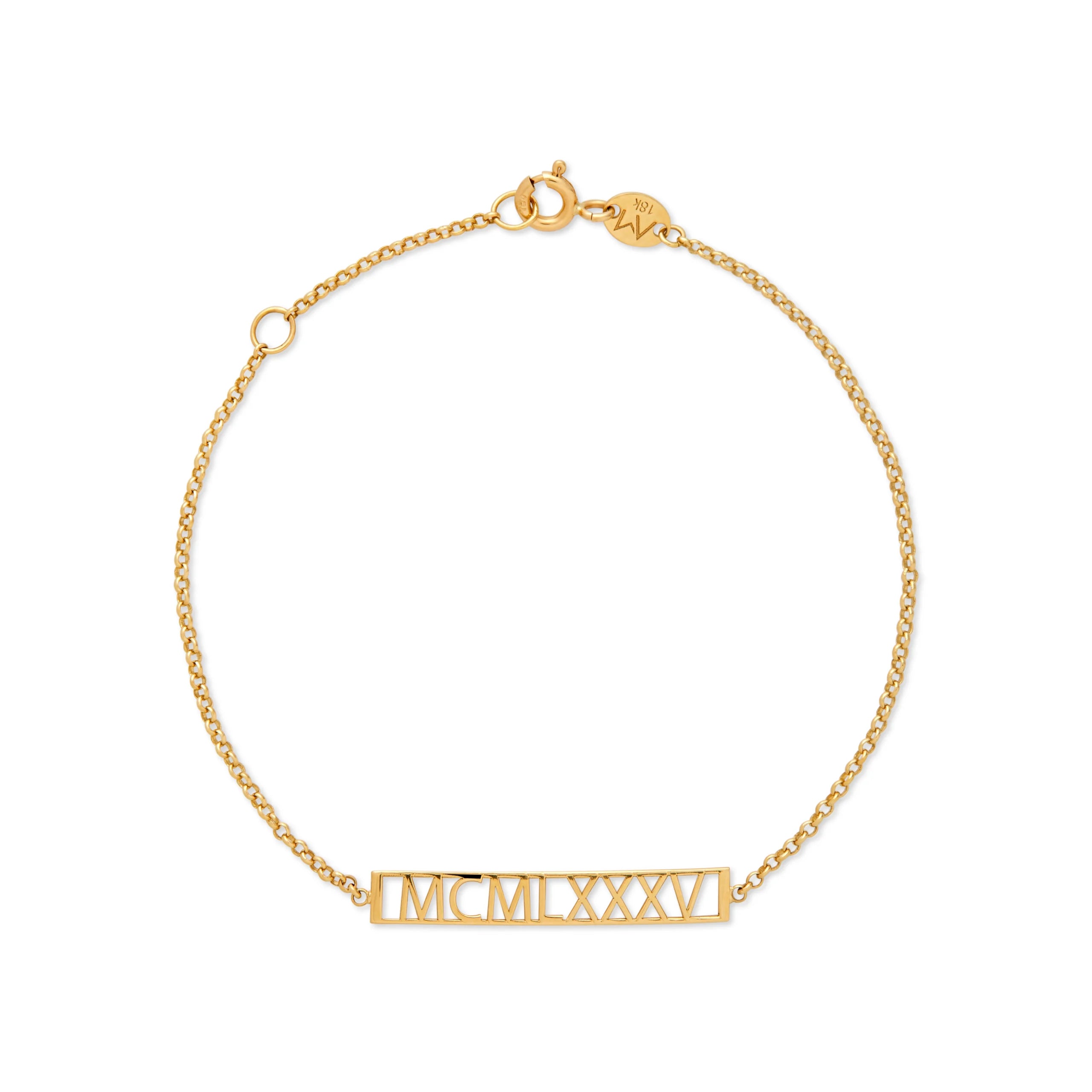 PULSERA NÚMEROS ROMANOS PERSONALIZABLE EN ORO 18K - Gallery 1