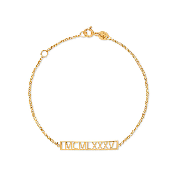 PULSERA NÚMEROS ROMANOS PERSONALIZABLE EN ORO 18K