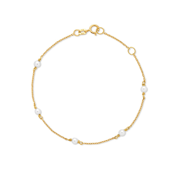 PULSERA PERLAS INTERCALADAS EN ORO 18K