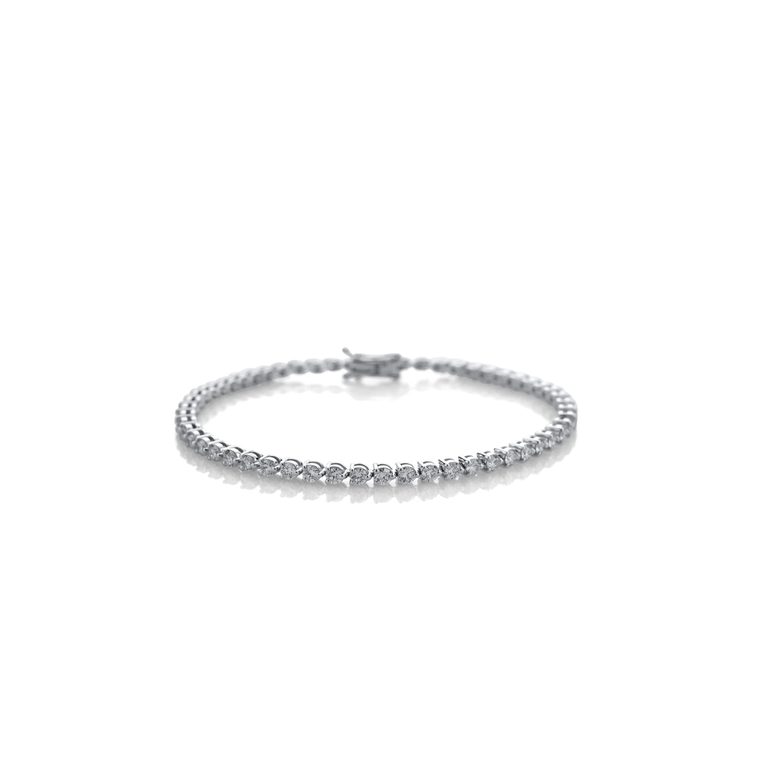 PULSERA DIAMANTES TENNIS 3CT EN ORO BLANCO 18K - Gallery 1