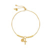 PULSERA REGULABLE MEDALLA MILAGROSA Y CRUZ EN ORO 18K
