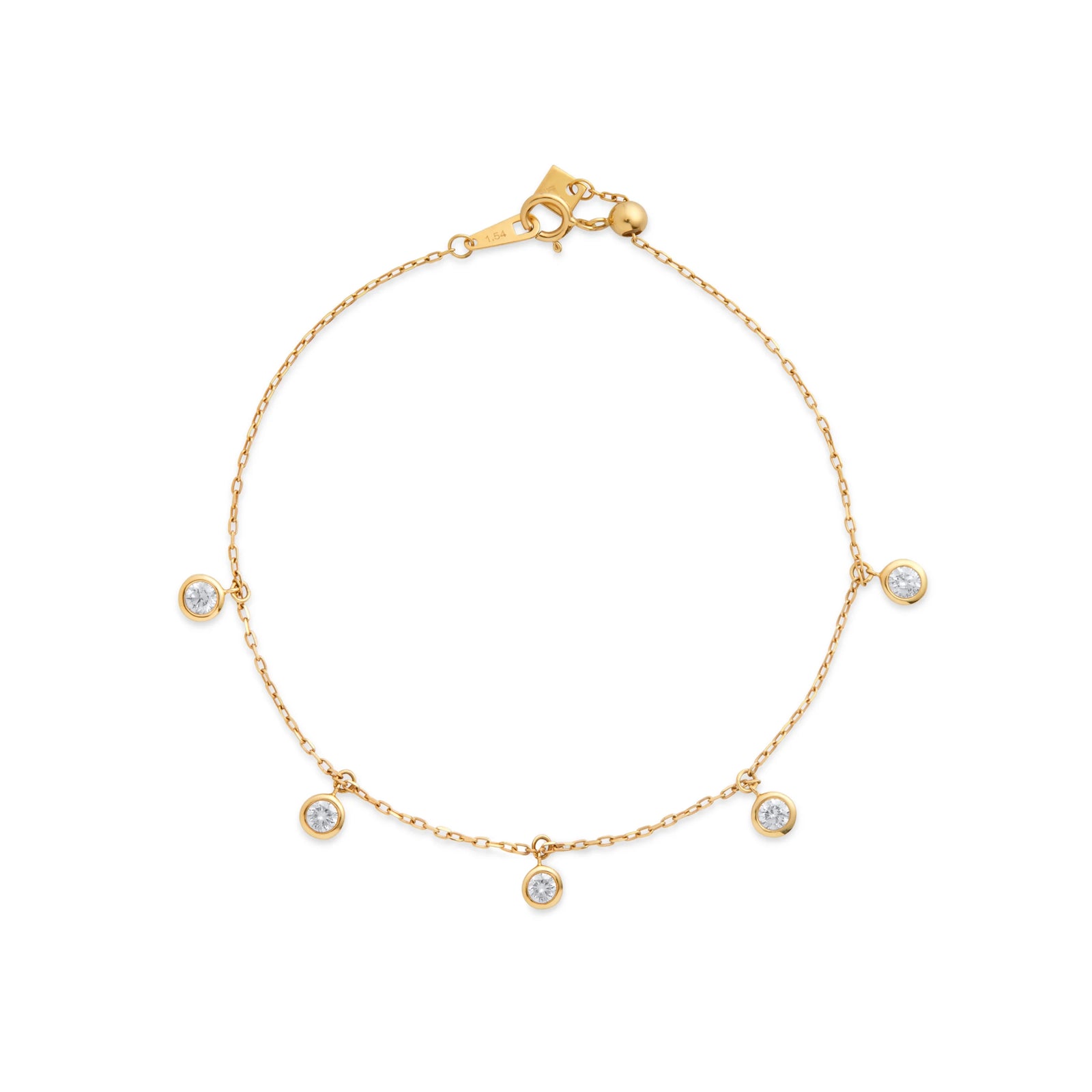 PULSERA DIAMANTES BISELADOS COLGANTES EN ORO 18K - Image 1