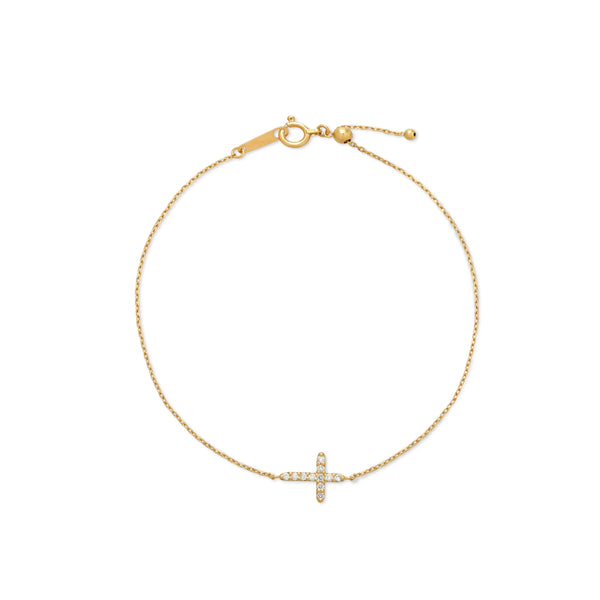 PULSERA DIAMANTES CRUZ EN ORO 18K