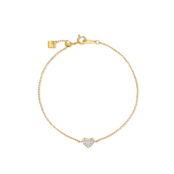 PULSERA DIAMANTES CORAZÓN PEQUEÑO EN ORO 18K