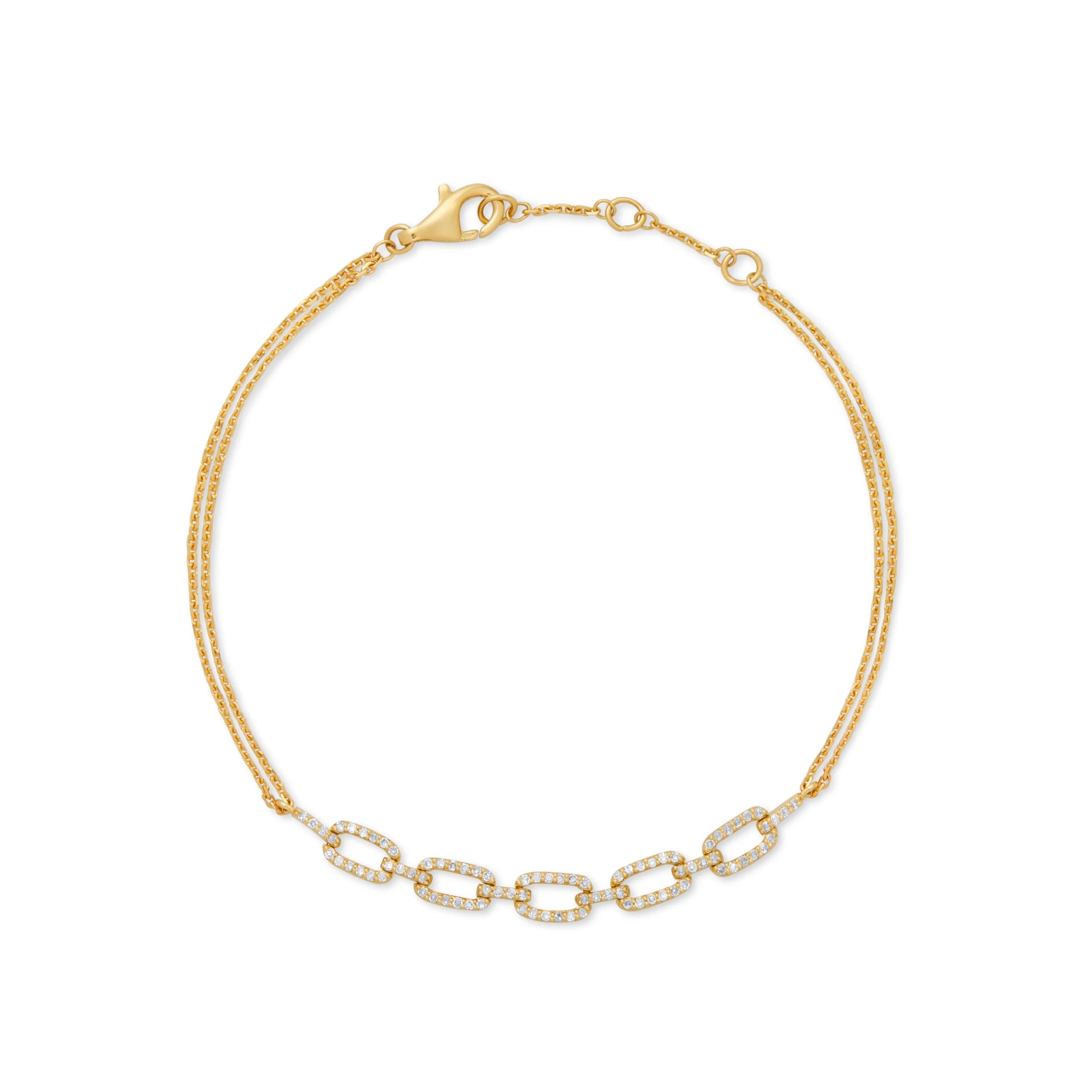 PULSERA DIAMANTES ESLABONES Y DOBLE CADENA EN ORO 18K - Gallery 1