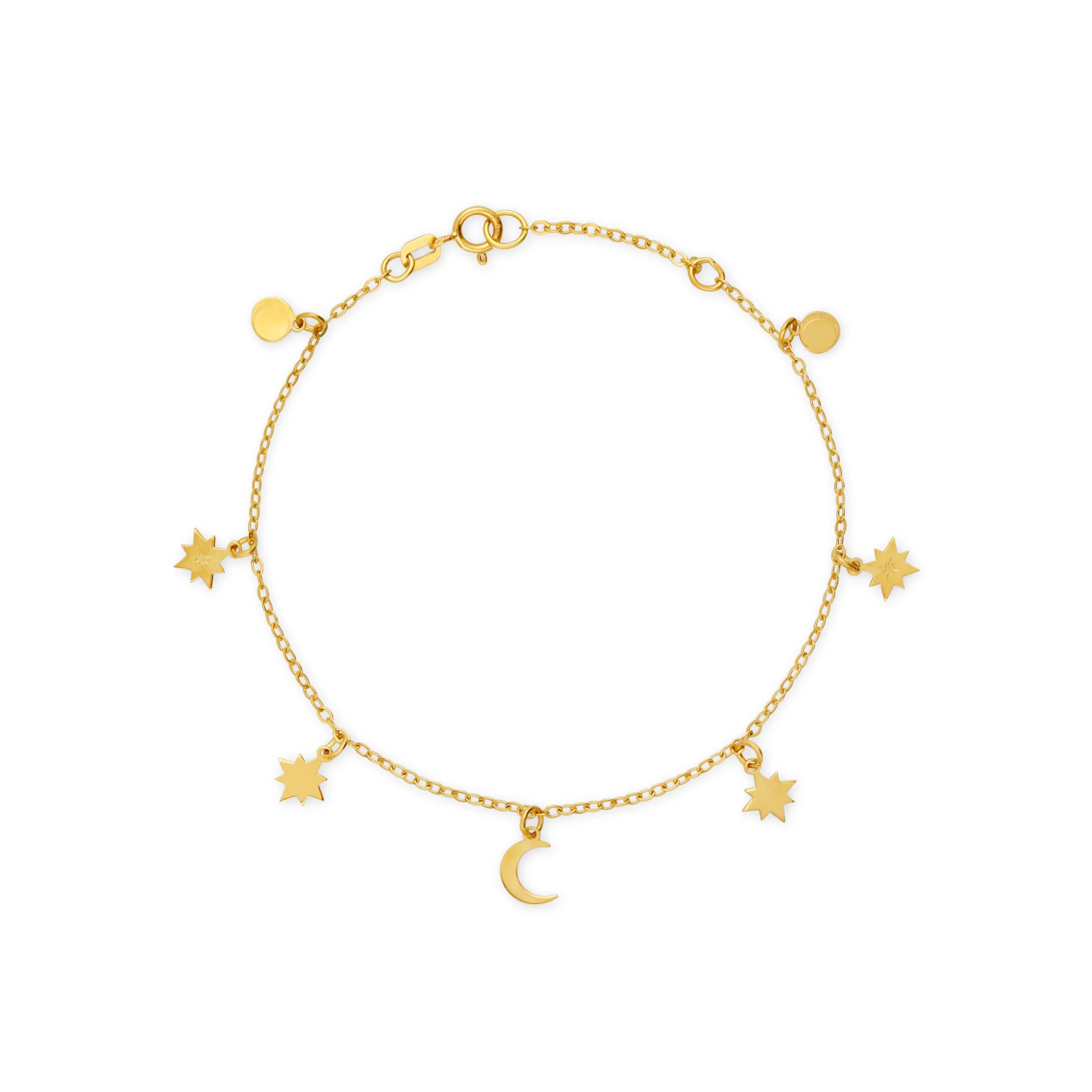 PULSERA DIJES COLGANTES: LUNA, DESTELLOS, CÍRCULOS EN ORO 18K - Gallery 1