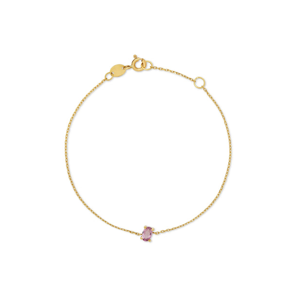 PULSERA PIEDRA OVAL TURMALINA ROSADA EN ORO 18K