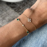 PULSERA DIAMANTE Y ESMERALDAS OVALES EN ORO 18K - Thumbnail 2