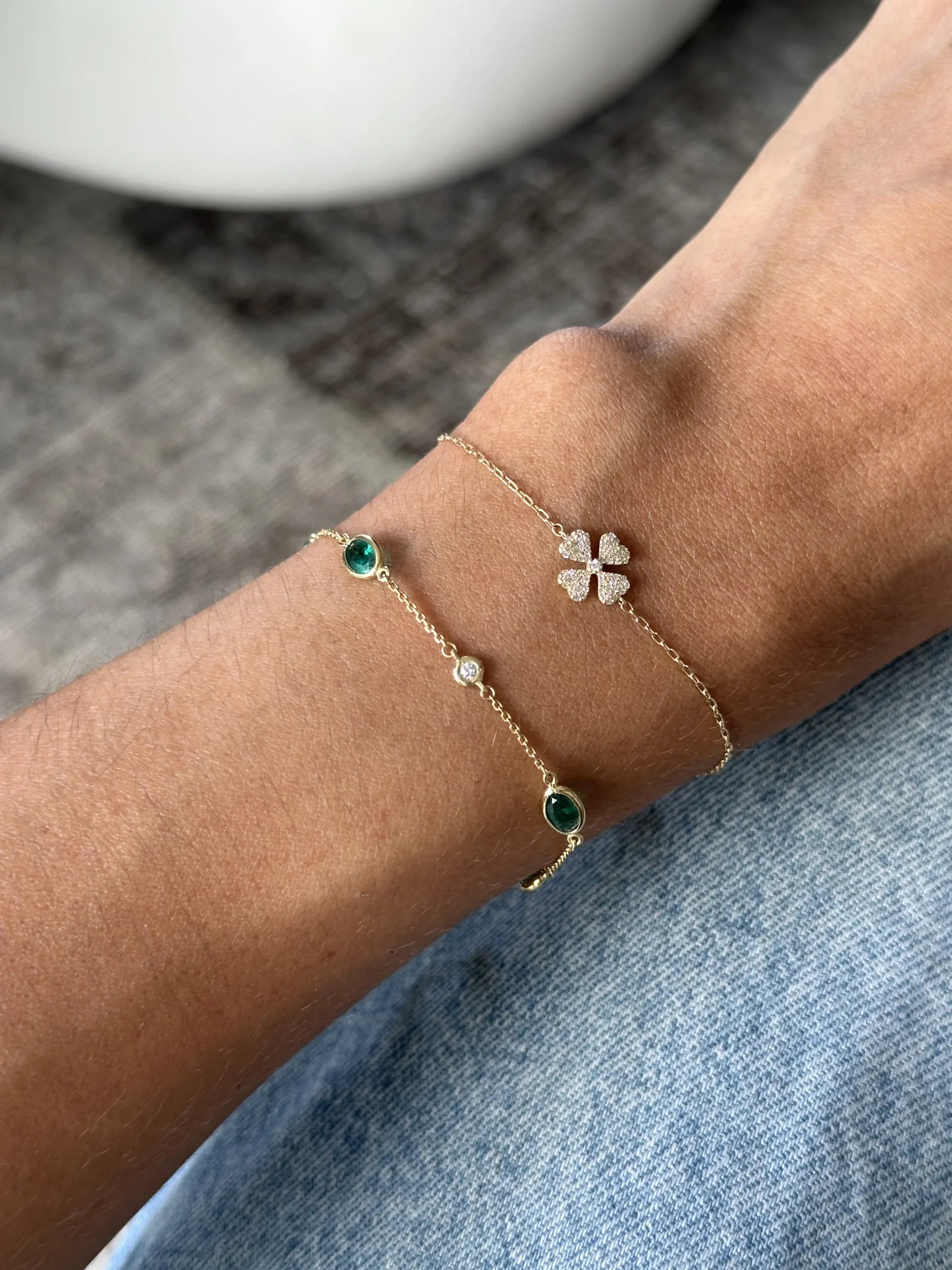 PULSERA DIAMANTES TRÉBOL EN ORO 18K - Gallery 2