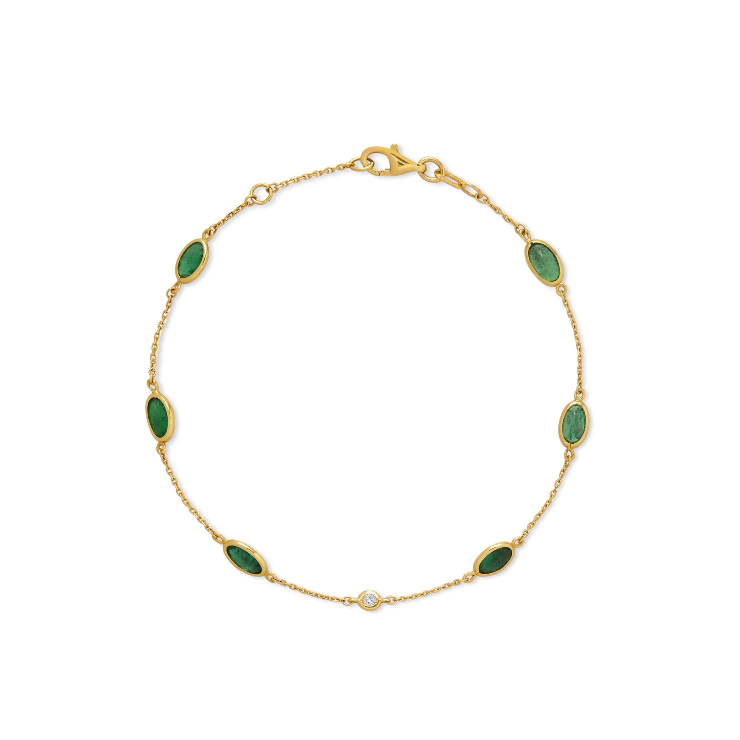 PULSERA DIAMANTE Y ESMERALDAS OVALES EN ORO 18K - Gallery 1