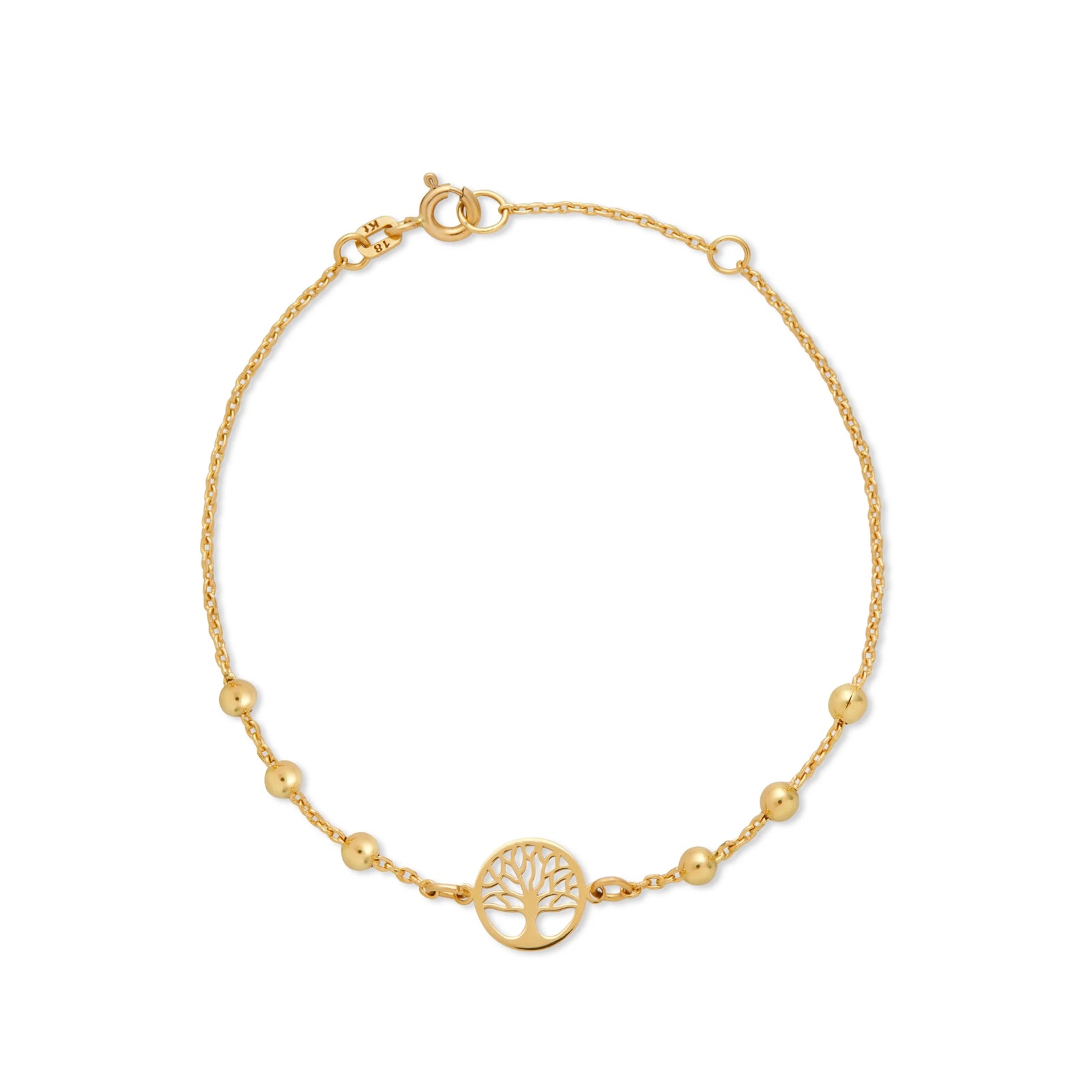 PULSERA BOLITAS CON ÁRBOL DE LA VIDA EN ORO 18K - Image 1