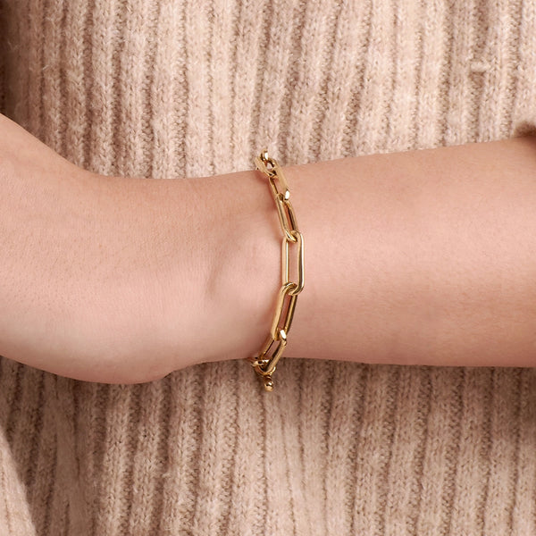 PULSERA ESLABONES CLIP ANCHOS EN ORO 18K - Secondary