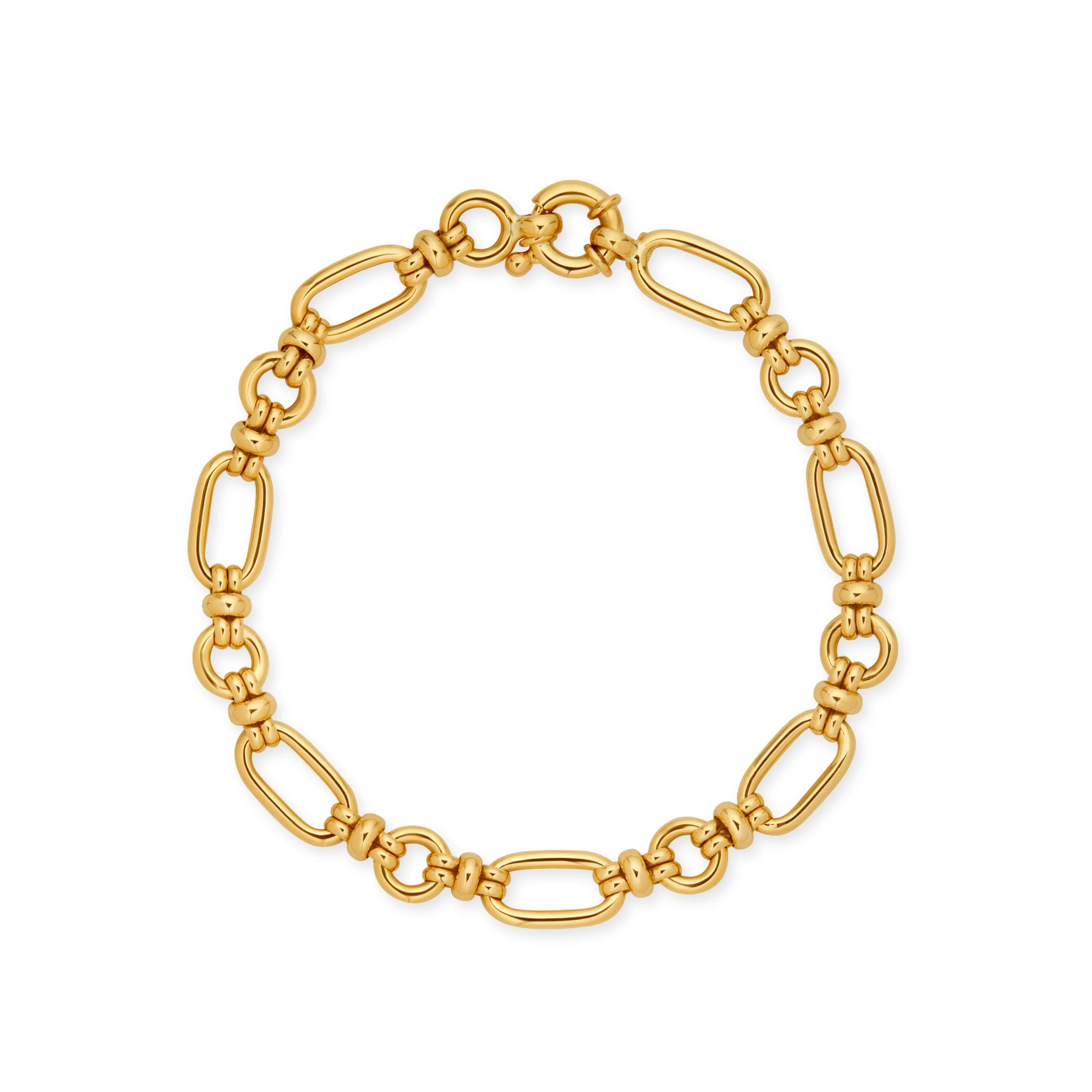 PULSERA ESLABONES OVALES Y DONAS EN ORO 18K - Gallery 1