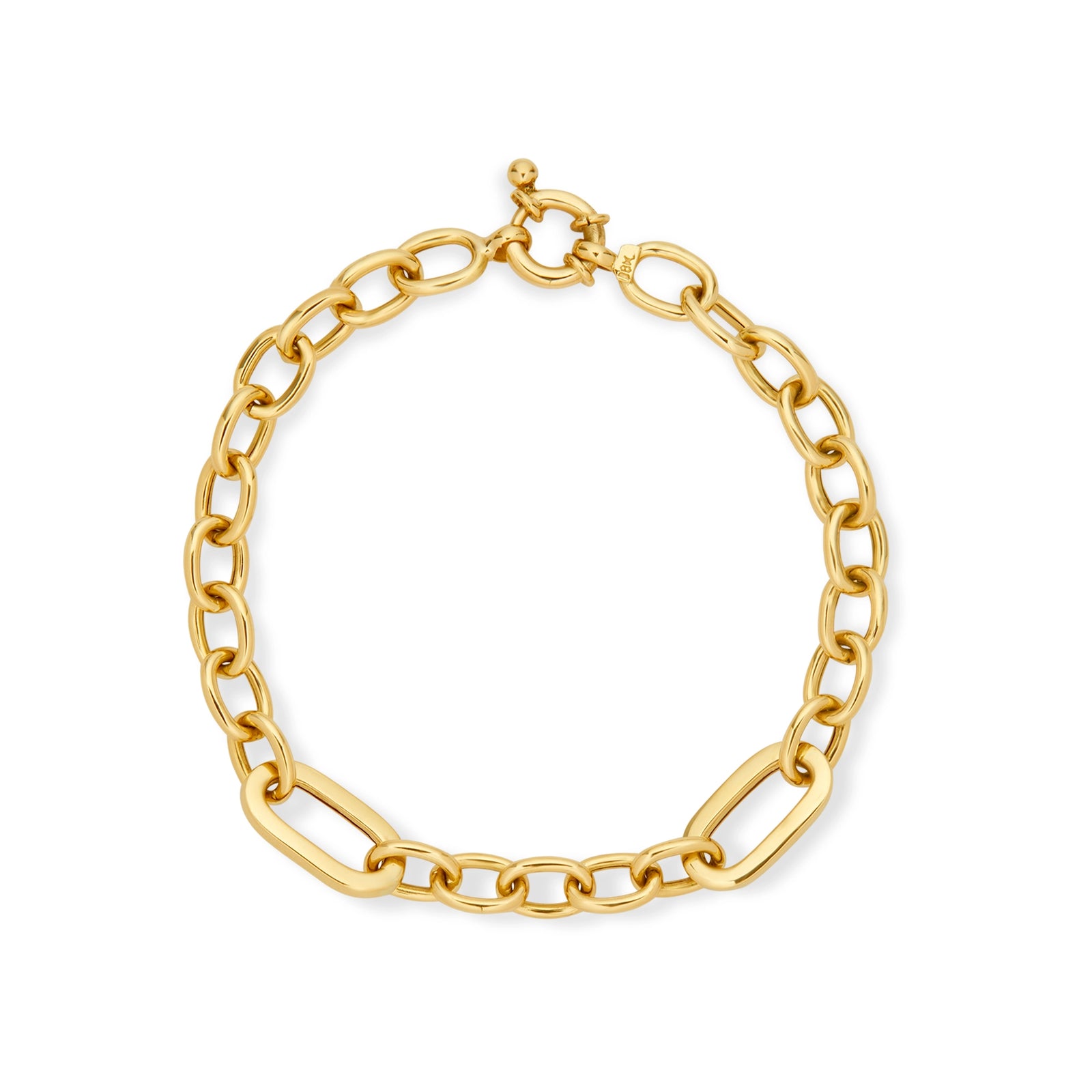 PULSERA ESLABONES OVALES ENCAJONADOS EN ORO 18K - Image 1