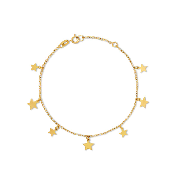 PULSERA ESTRELLAS COLGANTES EN ORO 18K