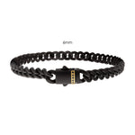 PULSERA CUBANA DE ACERO INOXIDABLE NEGRO 6MM Y ZAFIROS NEGROS - Thumbnail 1