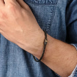 PULSERA CUBANA DE ACERO INOXIDABLE NEGRO 6MM Y ZAFIROS NEGROS - Thumbnail 3