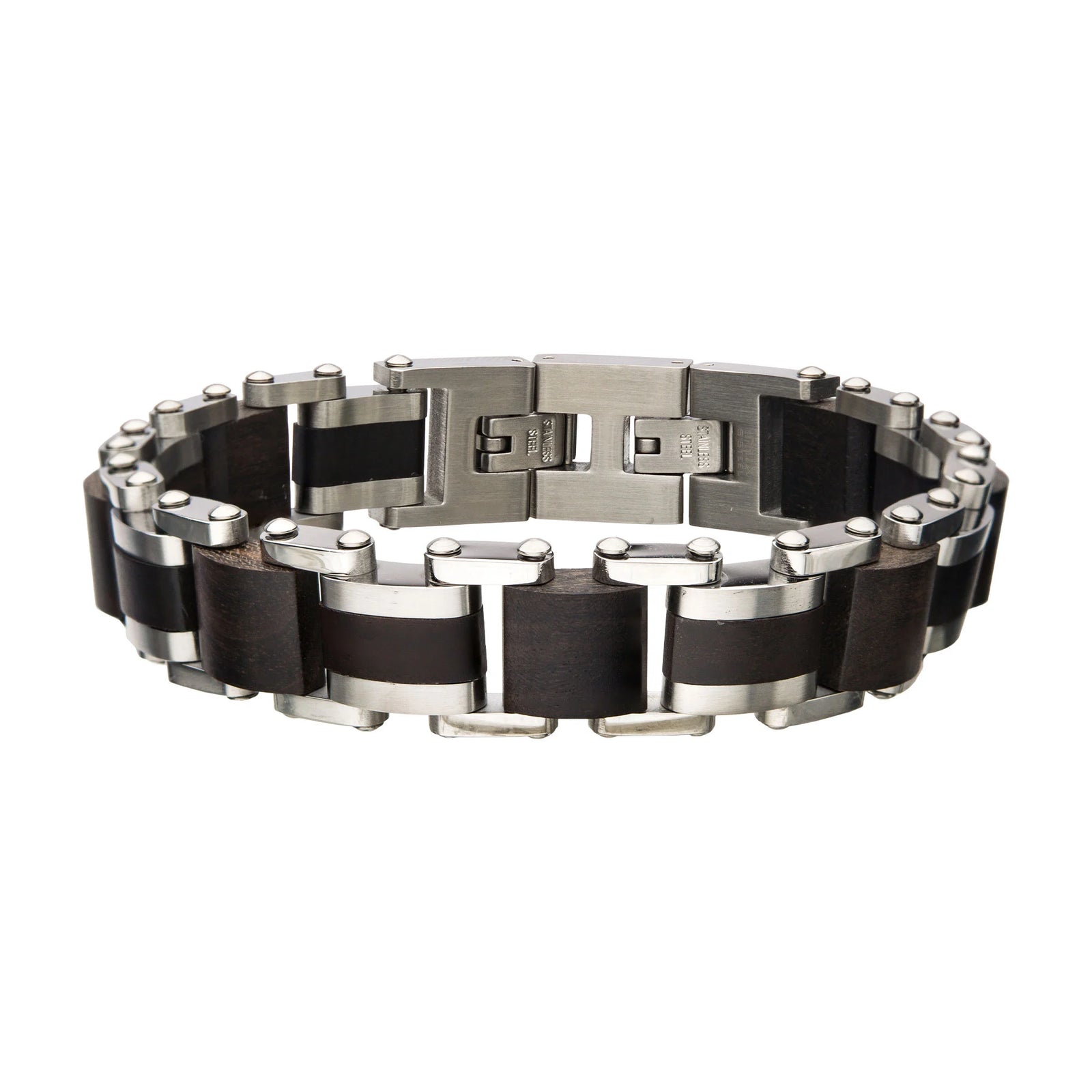 PULSERA DE MADERA Y ACERO INOXIDABLE - Image 1