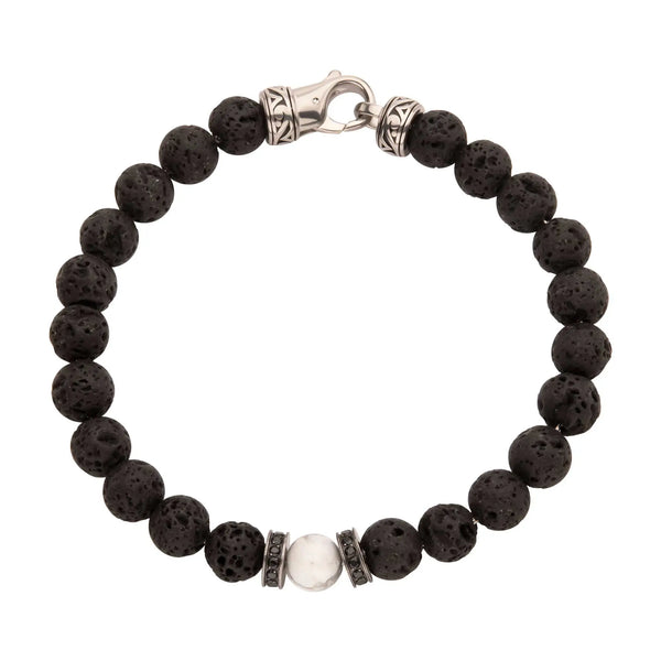 PULSERA PIEDRAS LAVA, HOWLITA Y ZIRCONES