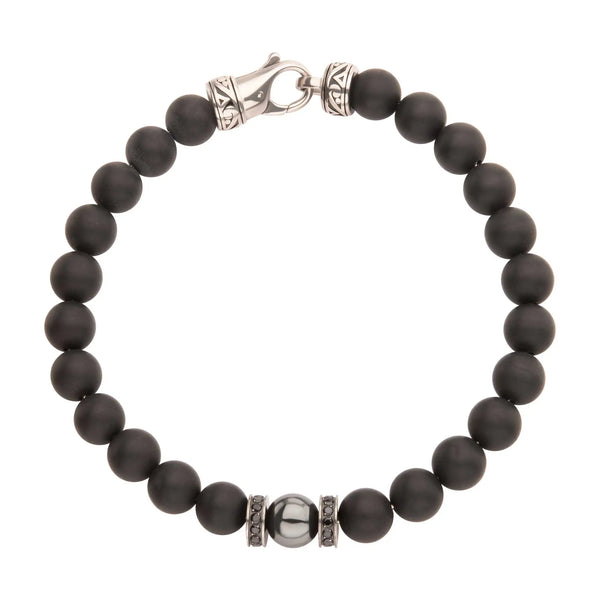 PULSERA PIEDRAS ONIX, HEMATITA Y ZIRCONES