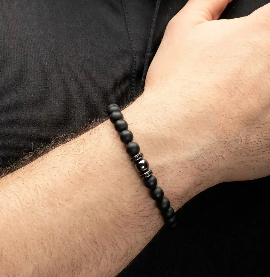 PULSERA PIEDRAS ONIX, HEMATITA Y ZIRCONES - Gallery 3