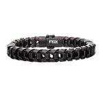 PULSERA DE CUERO NEGRO Y CAFÉ TRENZADO - Thumbnail 1