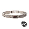 PULSERA DE ACERO INOXIDABLE CON METEORITO Y HUESO DE DINOSAURIO