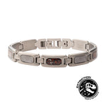 PULSERA DE ACERO INOXIDABLE CON METEORITO Y HUESO DE DINOSAURIO - Thumbnail 1
