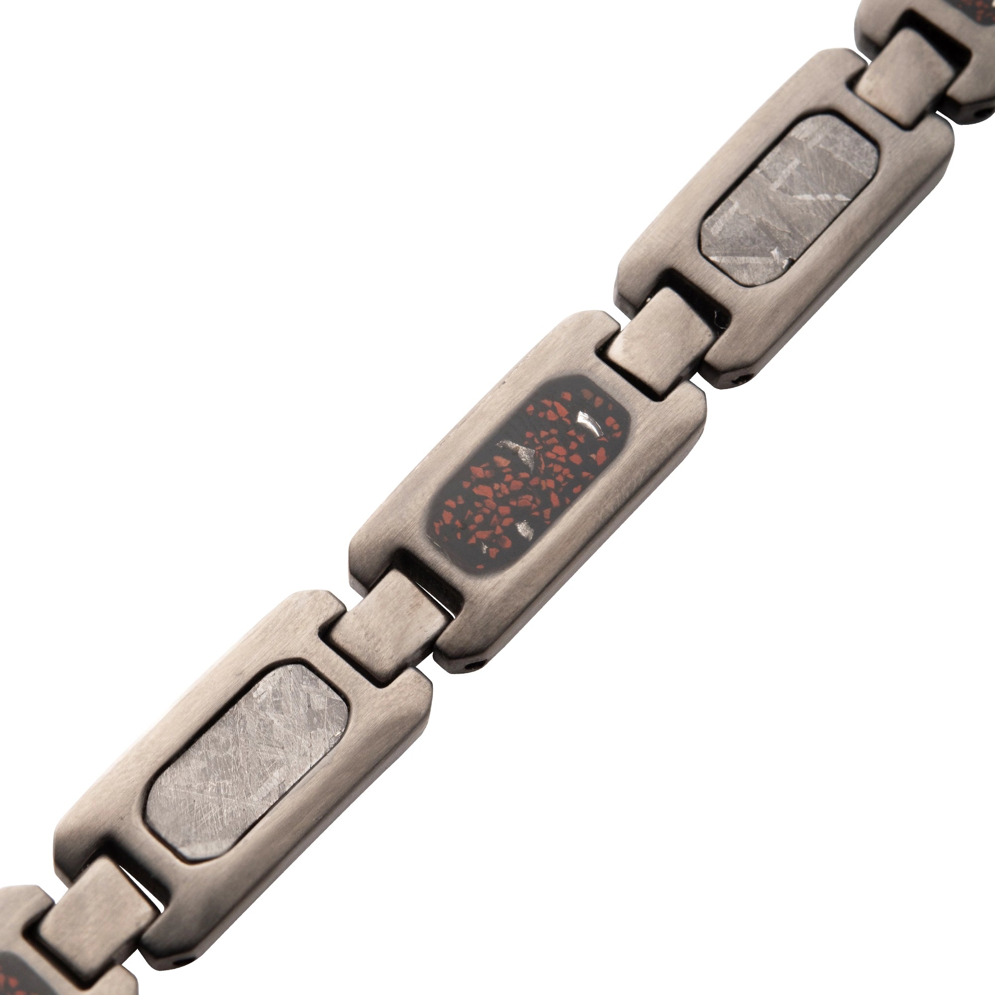 PULSERA DE ACERO INOXIDABLE CON METEORITO Y HUESO DE DINOSAURIO - Gallery 2