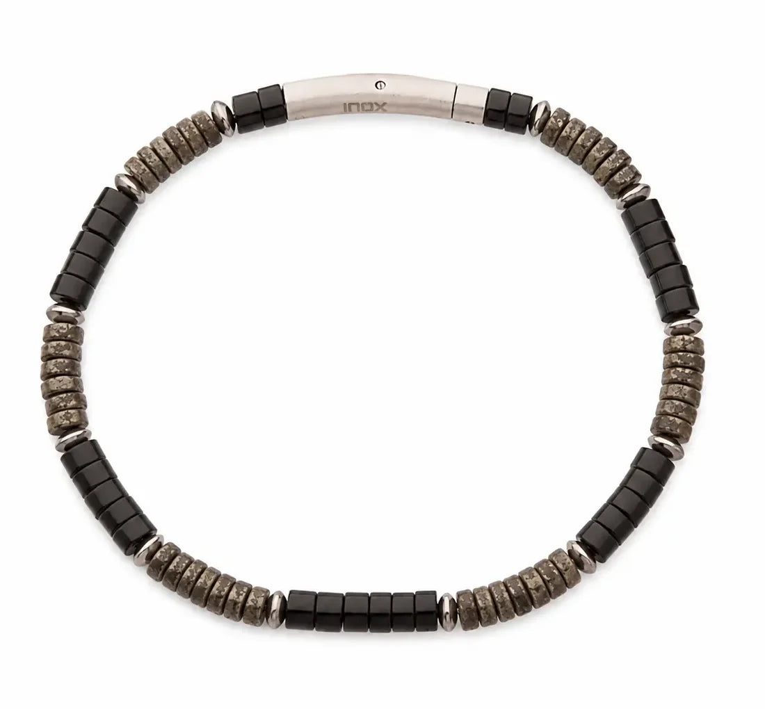 PULSERA HEISHI DUALIDAD: ONIX Y PIRITA - Image 1