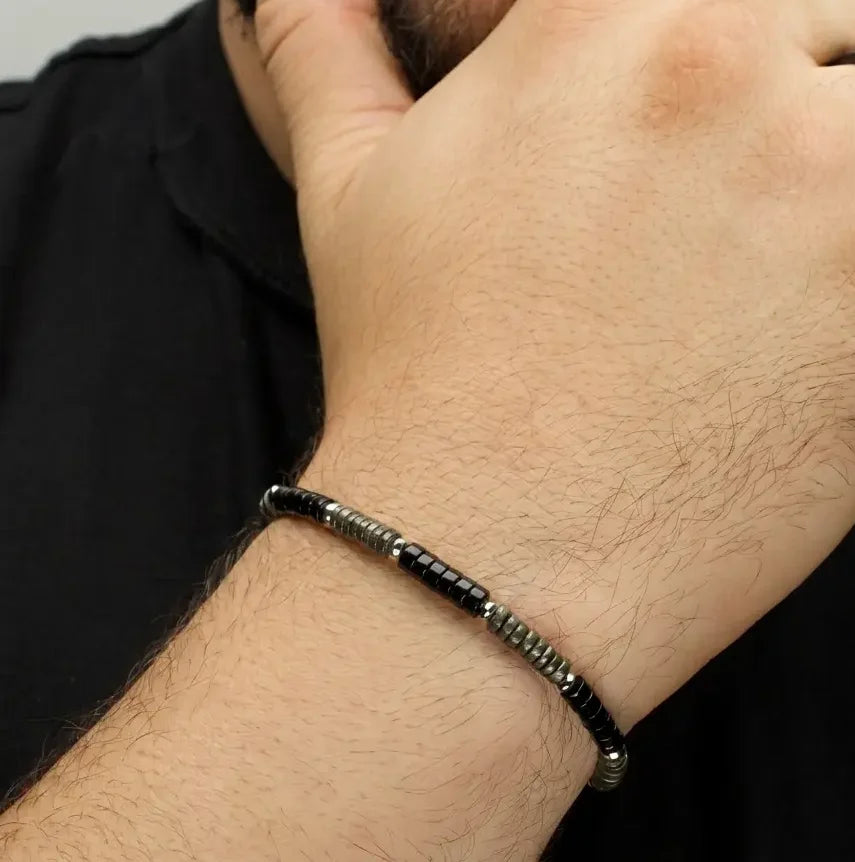 PULSERA HEISHI DUALIDAD: ONIX Y PIRITA - Gallery 3