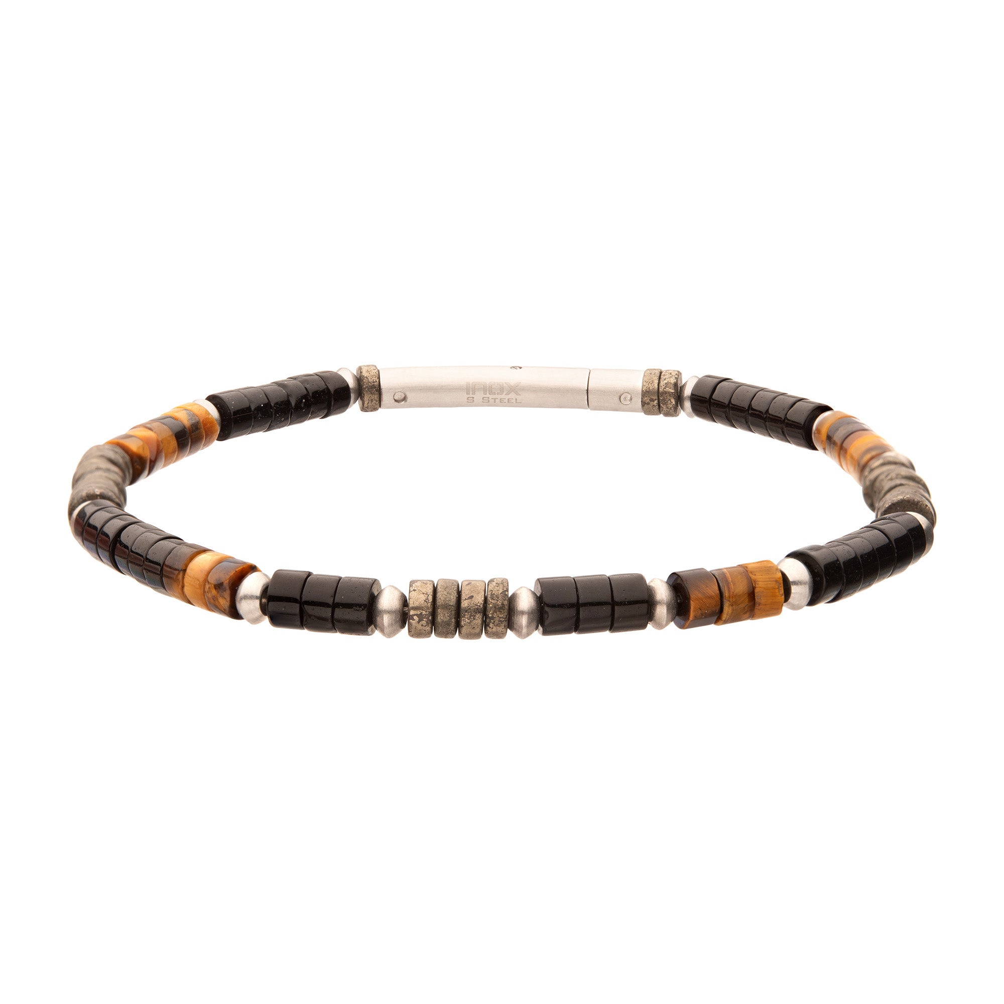 PULSERA HEISHI ELEMENTOS: ONIX, PIRITA Y OJO DE TIGRE - Gallery 5
