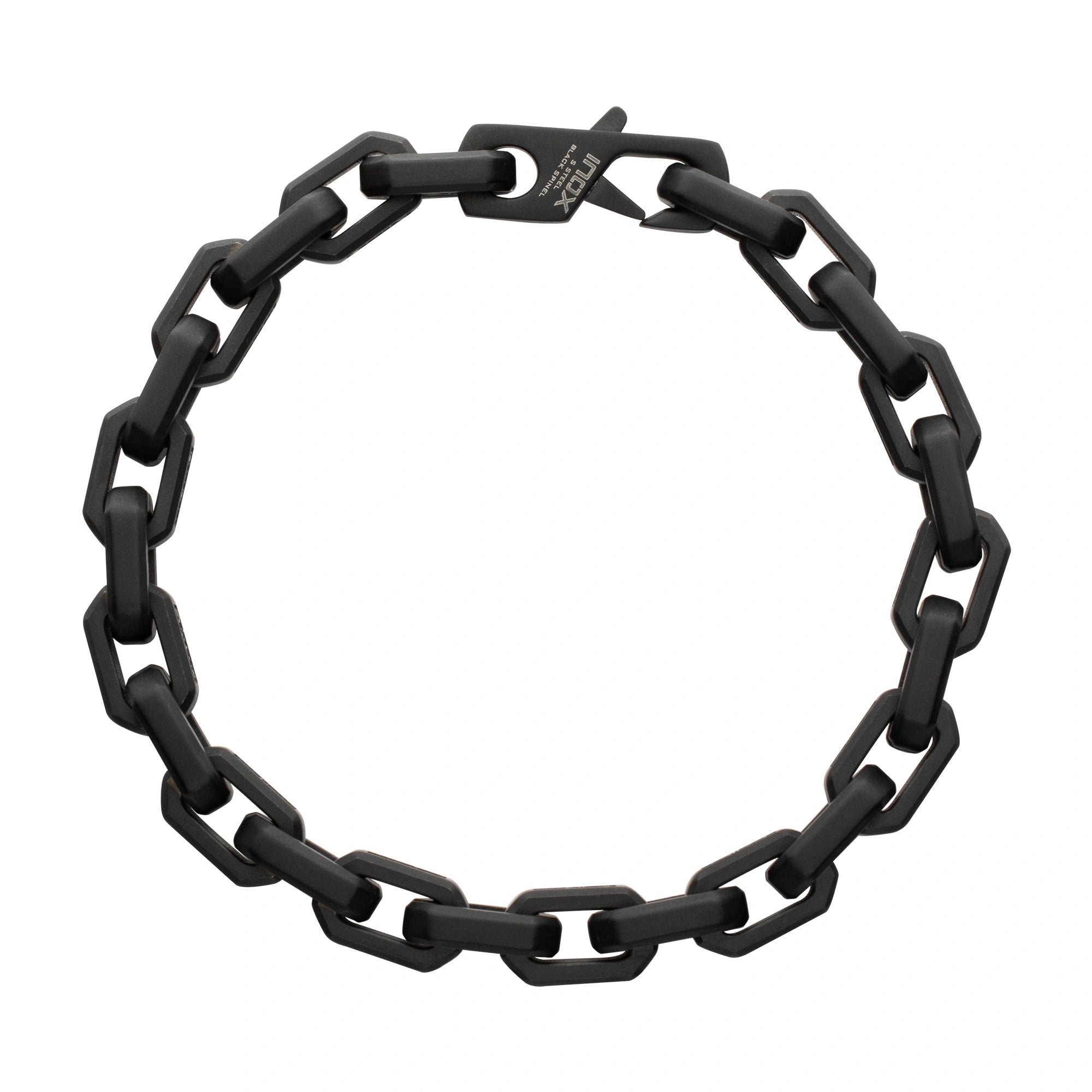 PULSERA DE ACERO INOXIDABLE CLIP CON ESPINELA NEGRA - Gallery 1