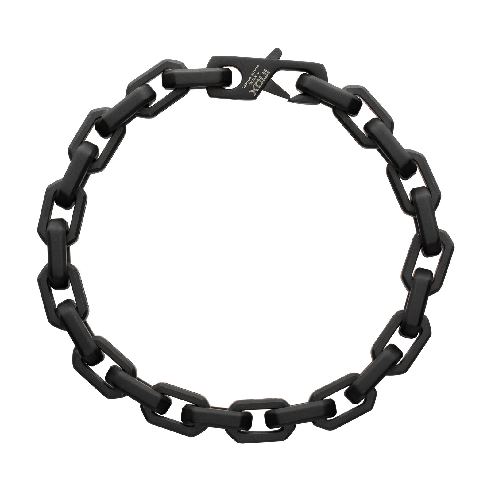 PULSERA DE ACERO INOXIDABLE CLIP CON ESPINELA NEGRA - Image 1