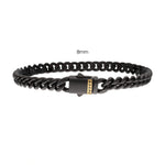 PULSERA CUBANA DE ACERO INOXIDABLE NEGRO 8MM Y ZAFIROS NEGROS - Thumbnail 1