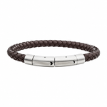 PULSERA DE CUERO MARRÓN TRENZADO - Thumbnail 1